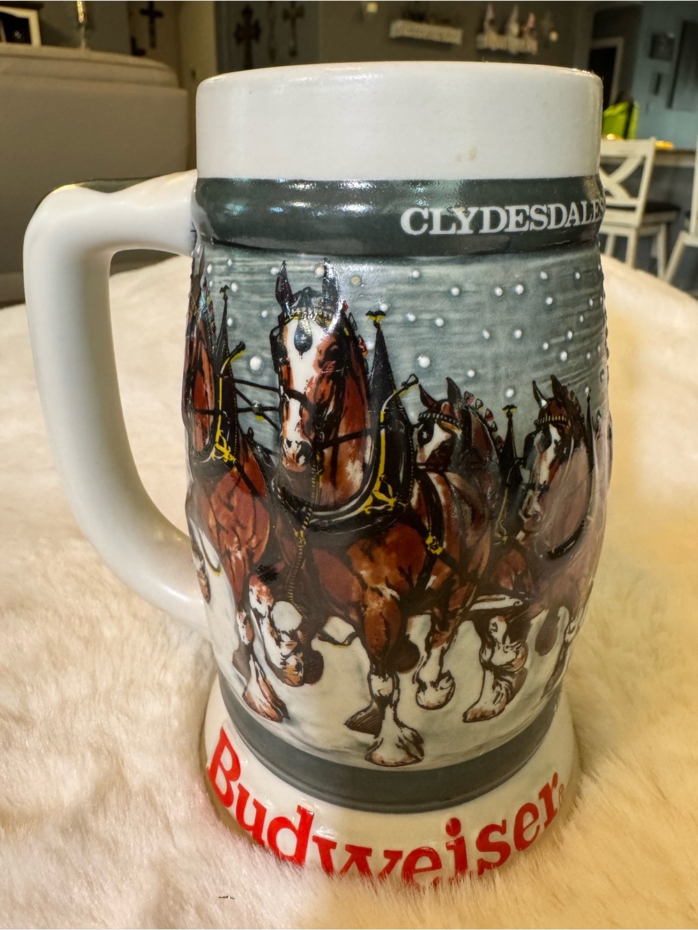 Budweiser Clydesdales Ceramic Stein - Brown, White, Gray